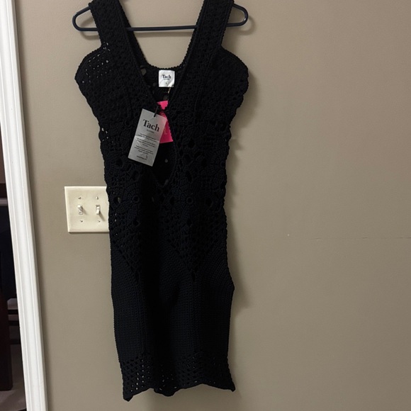 TACH Black Crochet Cutout Mini Dress. PTP17 - Picture 7 of 7